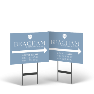 18"x14" Styrene Yard Sign on Black Stand for Beacham & Co