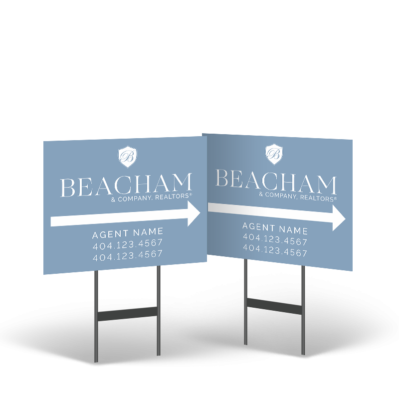 18"x14" Styrene Yard Sign on Black Stand for Beacham & Co