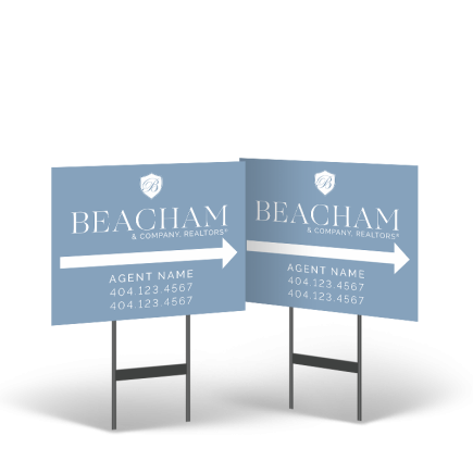 18"x14" Styrene Yard Sign on Black Stand for Beacham & Co