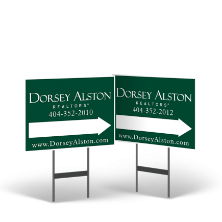 DORSEY ALSTON REALTORS 18 X 14 STYRENE YARD SIGN W/ BLACK STAND