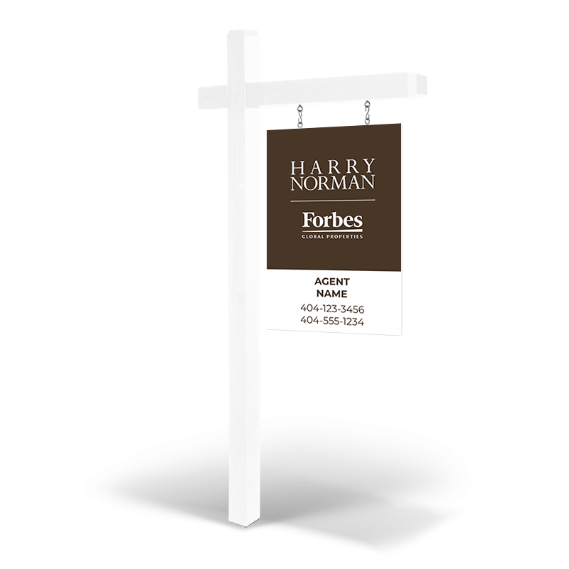 HARRY NORMAN REALTORS 2'x3' Reflective Wood Panel & Armpost Set w/ Installation