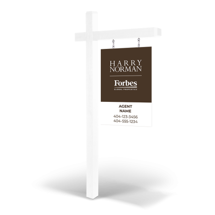 HARRY NORMAN REALTORS 2'x3' Reflective Wood Panel & Armpost Set w/ Installation