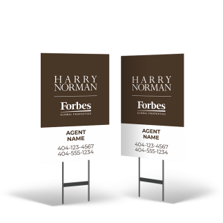 HARRY NORMAN REALTORS 18"X28" 2-Sided Yard Sign with Stand, STYRENE or Reflective