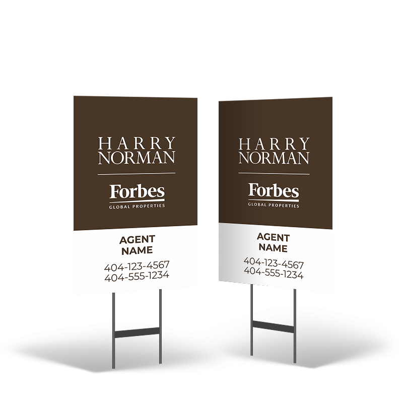 HARRY NORMAN REALTORS 18"X28" 2-Sided Yard Sign with Stand, STYRENE or Reflective
