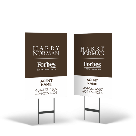HARRY NORMAN REALTORS 18"X28" 2-Sided Yard Sign with Stand, STYRENE or Reflective