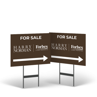 HARRY NORMAN REALTORS 18"X14" Yard Sign, 2-Sided, Black Stand