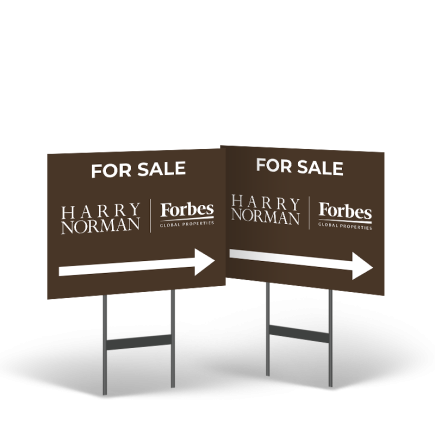 HARRY NORMAN REALTORS 18"X14" Yard Sign, 2-Sided, Black Stand