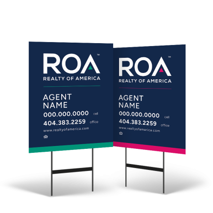 24"x30" Two-Sided Styrene/Reflective Yard Sign on Black Powder-Coated Stand for Realty of America