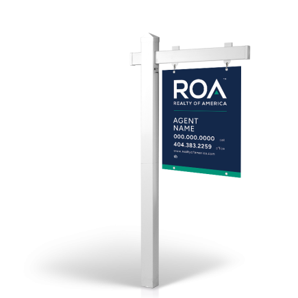 The Allstar 6’ Easy Arm Post with 24"x30" Two-Sided Panels in Styrene & Aluminum, Reflective Options Realty of America