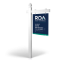 6' Easy Arm Post with 24"x30" Two-Sided Hanging Panels: Styrene, Aluminum, & Reflective Options for Realty of America