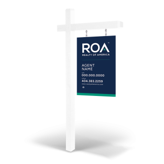 2X3'CustomWooden2-Sided Hanging Panel  in ReflectiveorNon Reflective with Wooden Arm Post&Installation For Realty of America
