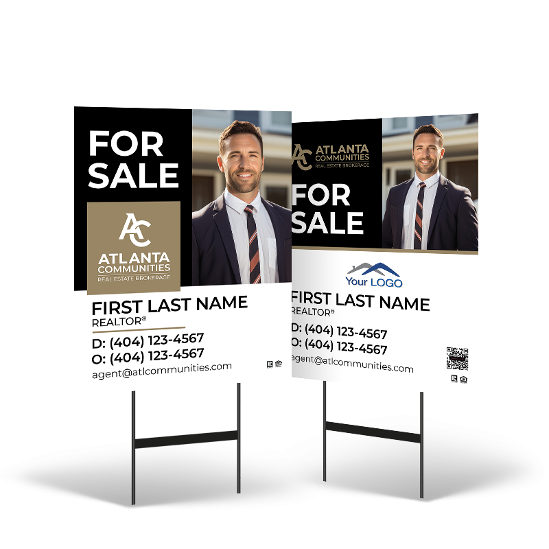 Atlanta Communities 24x30 2-Sided Standard Signs on Black Stand