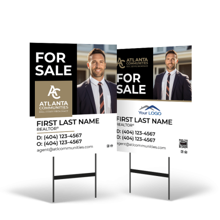 Atlanta Communities 24x30 2-Sided Standard Signs on Black Stand