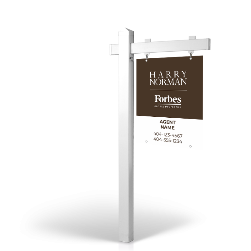 The Allstar 6’ Easy Arm Post with 24"x30" Two-Sided Hanging Panels: Aluminum & Reflective Aluminum Options For Harry Norman