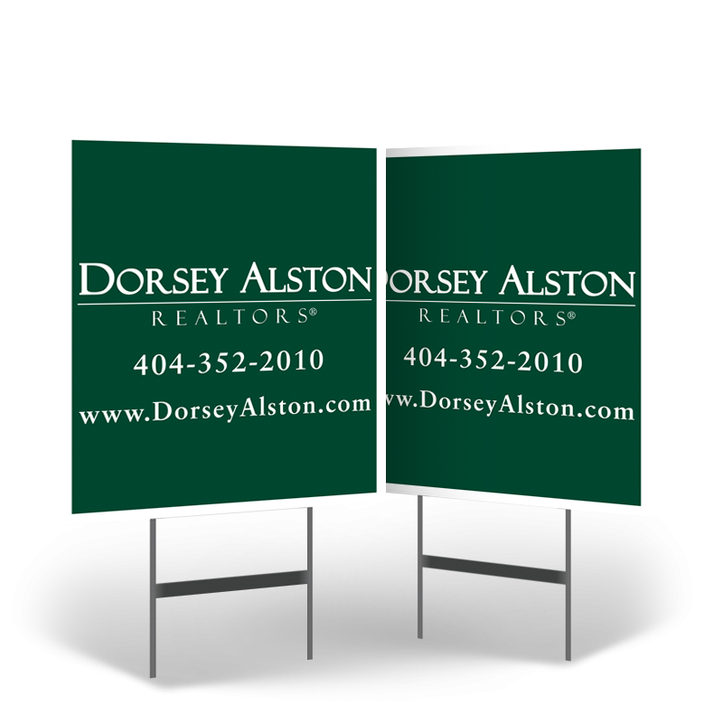 DORSEY ALSTON REALTORS 24 X 30 STYRENE YARD SIGN W/ BLACK STAND