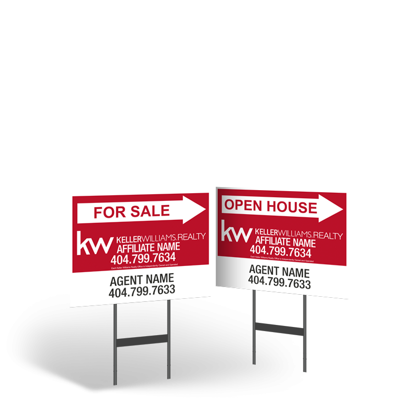 18"x14" Keller Williams 2Sided Yard Sign Reflective & Standard on