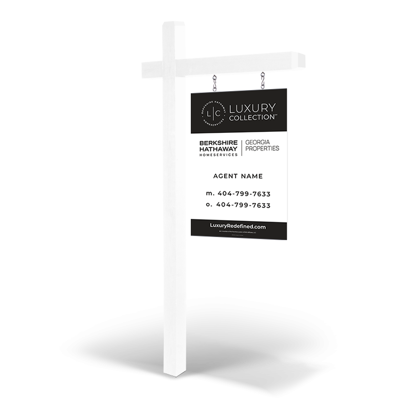 BHHS GEORGIA PROPERTIES BLACK LUXURY 2X3 HANGING WOOD PANEL AND WOOD ARMPOST / INSTALLATION AND REMOVAL INCLUDED