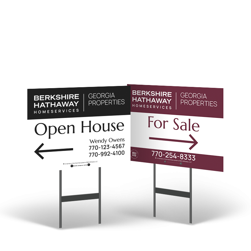 BHHS Georgia Properties 18x14" 2-Sided Yard Sign on Black Stand