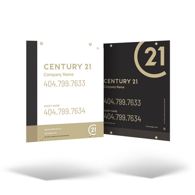 24"X30" Two-Sided Hanging Panels for Century 21: Styrene & Reflective Aluminum